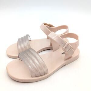 Mini Melissa Kids Mar Wave Sandals Adjustable Strap Beige Size US13 EU31